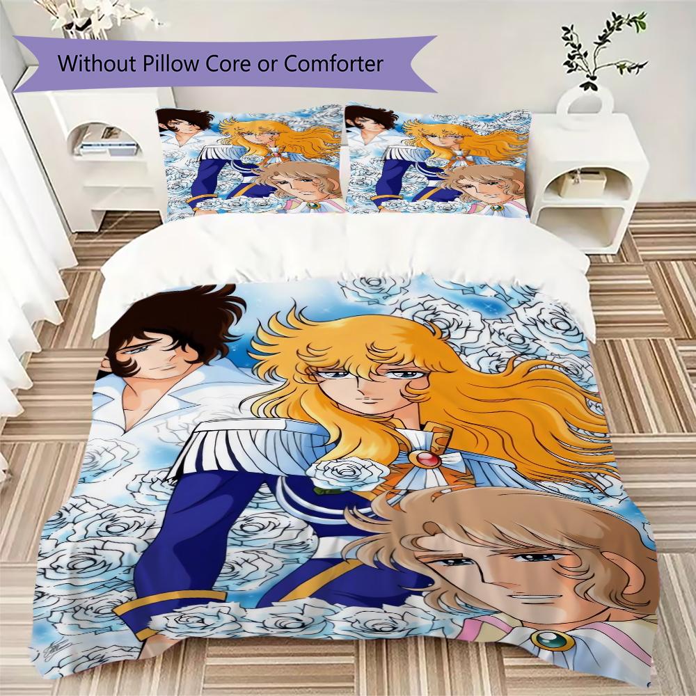 Versailles Rose Love Pattern Bedding uilt Set uilt Cover Pillowcase Home Decoration Birthday Gift (1 * duvet cover + 2 * pillowcase without core)237