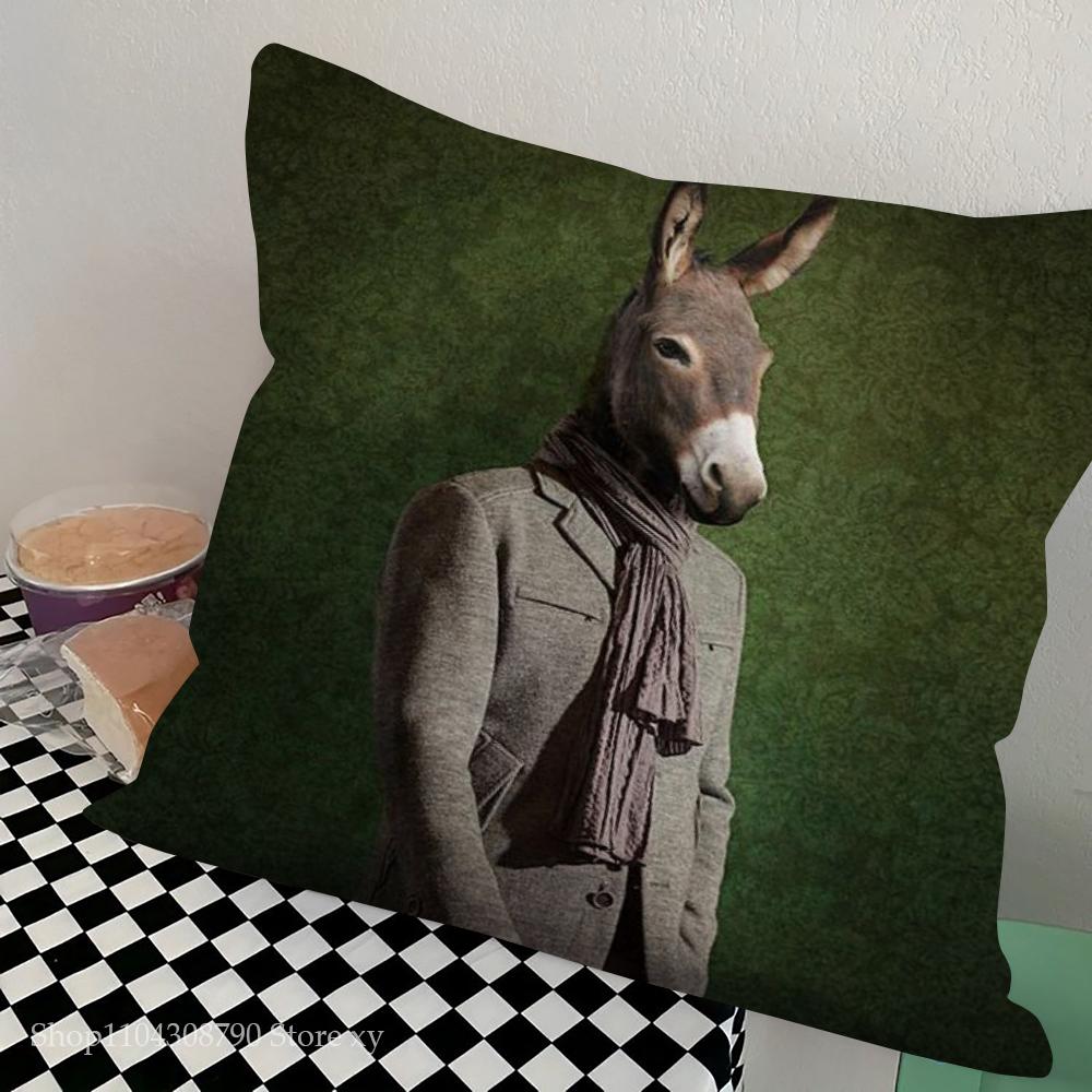 1 Stück Abstrakt Lustiges Tier Esel Kissenbezug Quadrat Schlafzimmer Sofa Freizeit Komfort Kissen Auto Wohnzimmer Heimdekoration