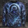 Halloween Men's Skull Haunted Pirate Ship  T Shirt Long Sleeve T Shirt 3D Print Crew Neck T Shirt