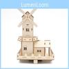 Children's Wooden Diy Dutch Windmill Science Toy Electric Light House Educational Model