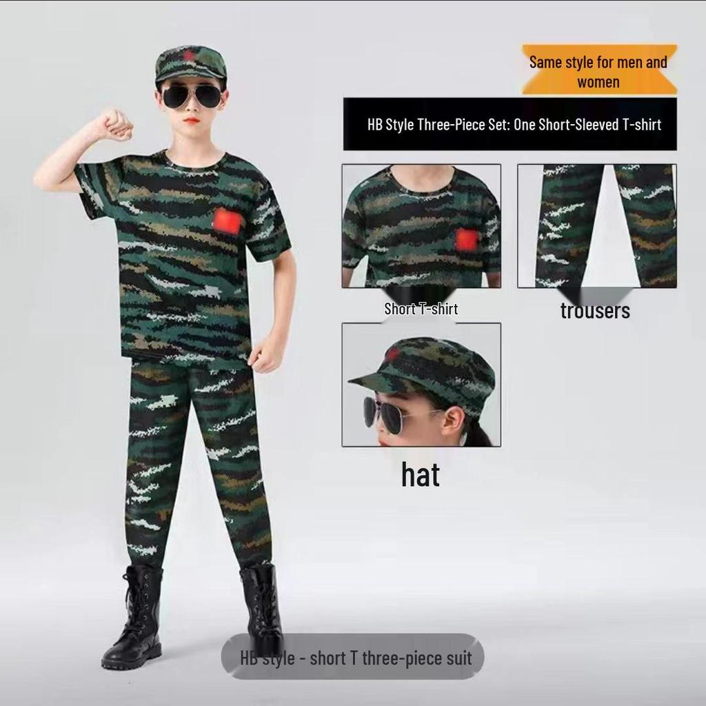 Çocuk Kamuflaj Askeri Üniformaları (Erkek ve Kız Çocukları İçin) - Anaokulu Eğitimleri, Yaz Kampları veya Okul Gösterileri İçin Mükemmel.