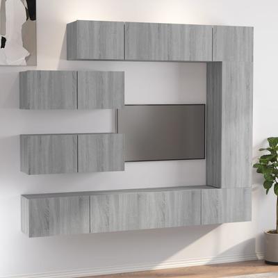 Vidaxl Set of 7 TV Cabinets, Grey Sonoma Oak, Wood-based Material