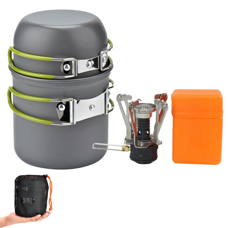 Shipping Cost USD2.5 Per Set Hot Selling Lightweight Aluminum Kitchen Cookware Set for Outdoor 3PCS Camping Cookware Set