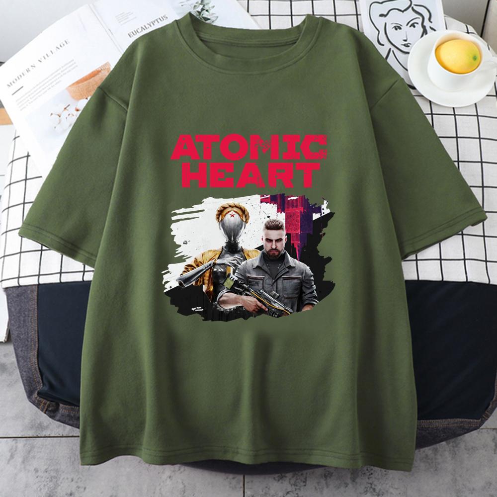 Atomic Heart USSR Game Twins Robot O Neck T Shirts Unisex Cotton High Quality EU Size Tshirt Unisex Streetwear Tshirt Male