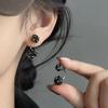 Black Zircon Two Wearing S925 Silver Needle Stud Earrings Niche Light Luxury Earrings Tide Earrings