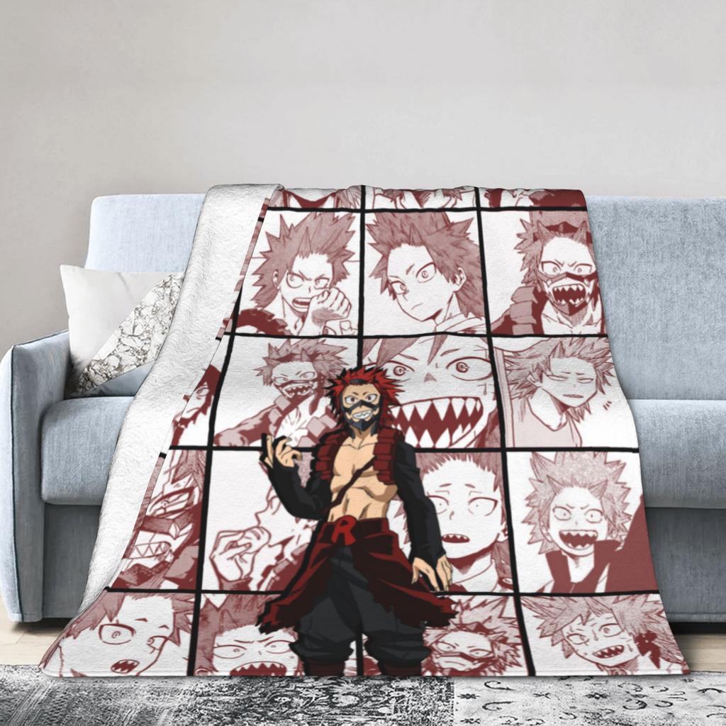 Kirishima Eijiro Collage Blankets Boku No My Hero Academia Manga Flannel Awesome Warm Throw Blanket for Home Autumn/Winter,