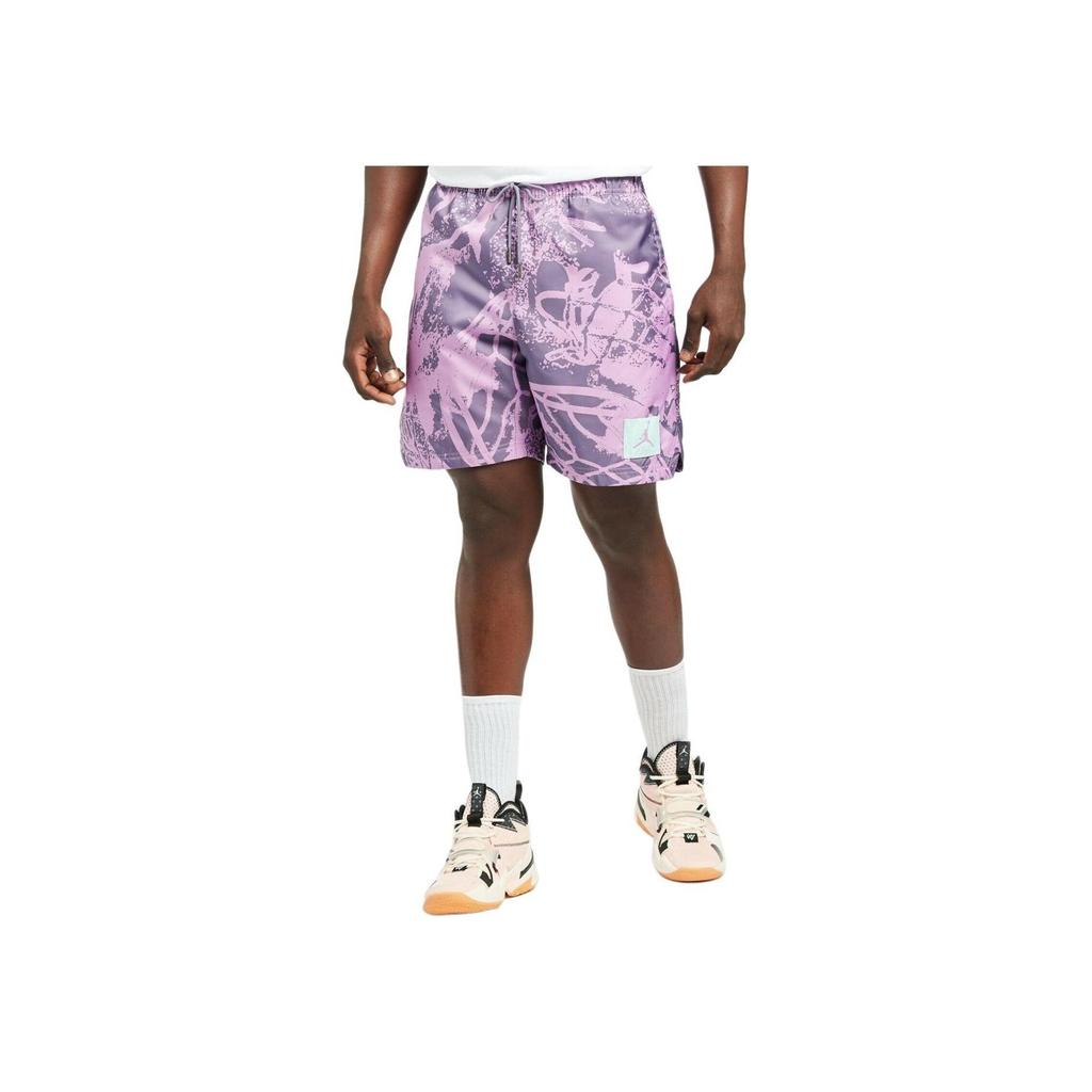 Jordan All Over Print Lace-Up Mid-Rise Straight Casual Shorts Men Shorts Purple CZ4749-591