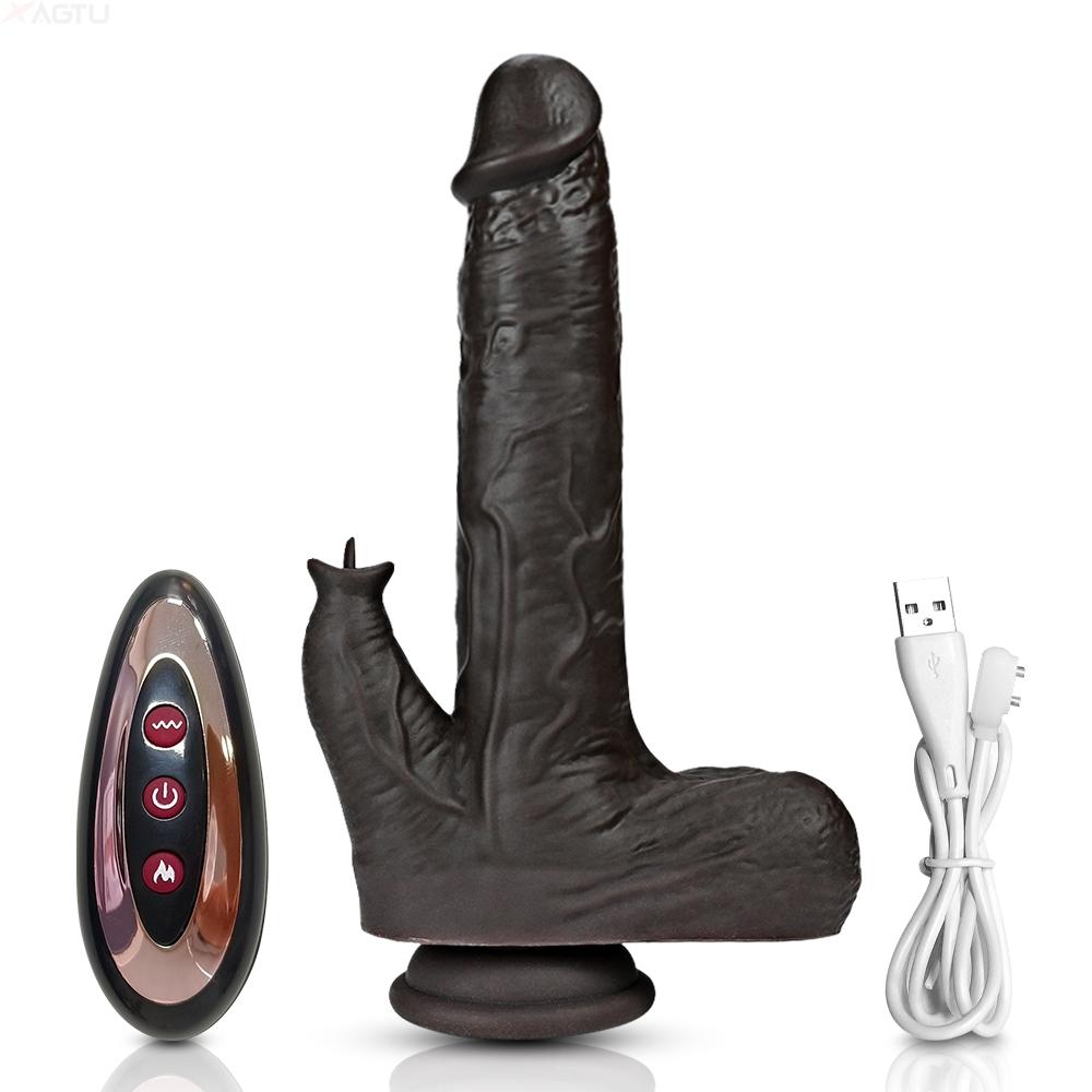 Heating Thrusting Dildo Licking Vibrator For Women, Realistic Dildo Wireless Clitoral Stimulator With 6 Telescopic & 10 Vibrations & 10 Licking Modes