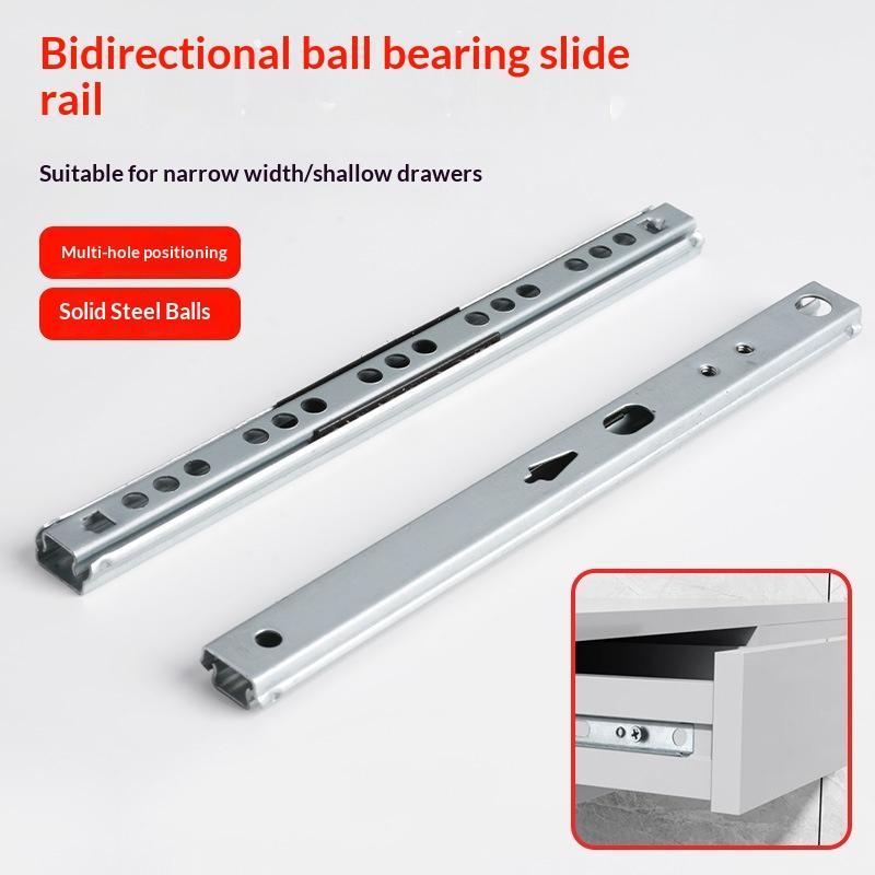 2Pcs Kitchen Cupboard Drawer Slides 17Mm Wide Furniture Guide Rail Full Extension Parts Hardware Furniture Drawer Slides Parts