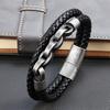 2026 Fashion Multi layered Stainless Steel Charm Viking Leather Bracelet Men's Woven Bracelet Punk Jewelry Homme Accessories