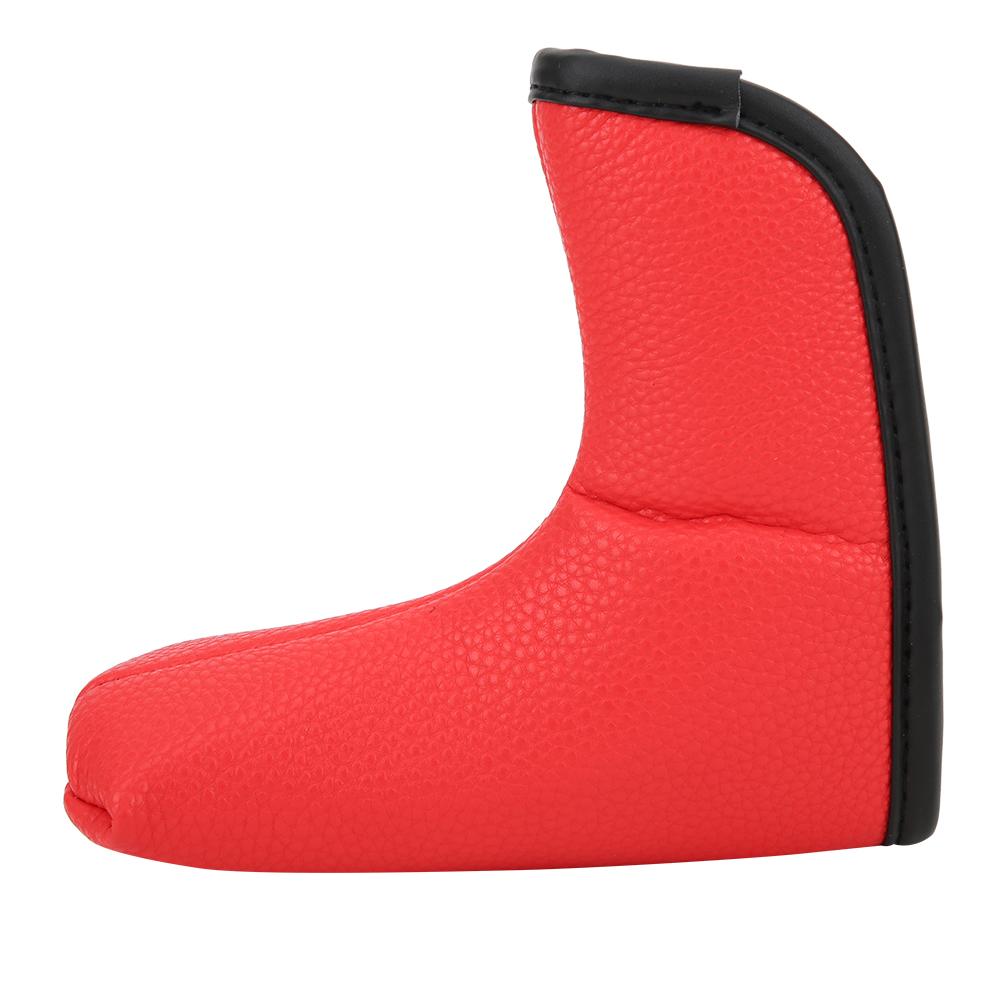 Golf L shape Putter Headcover Slotted Blank PU Waterproof Fabric Thicken Plush Protection(red )