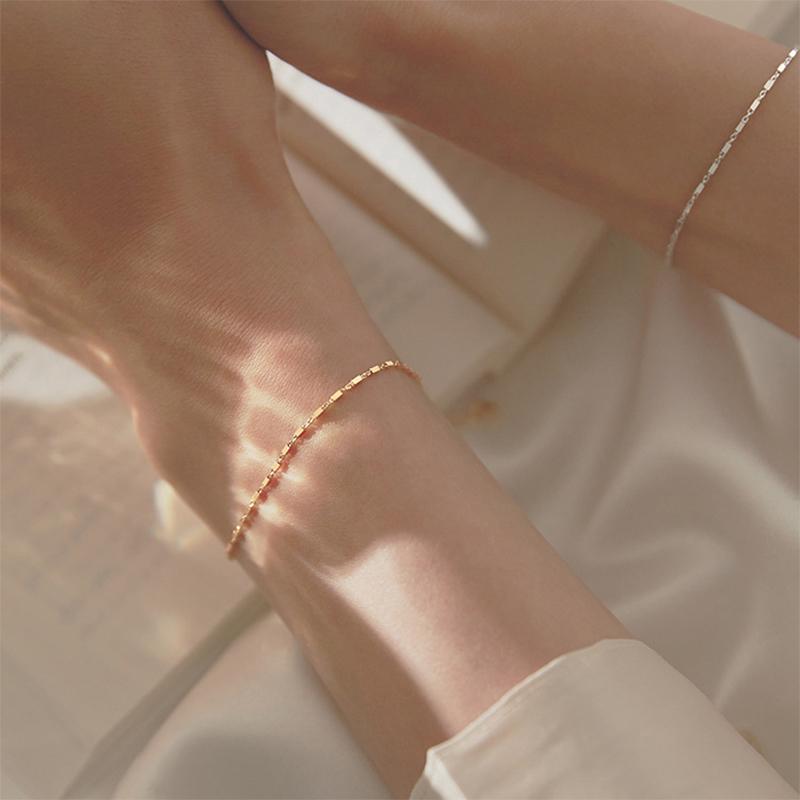 ANENJERY Bracelet chaîne pour femmes, Bracelet cuboïde géométrique, hypoallergénique, bijoux fins, cadeaux