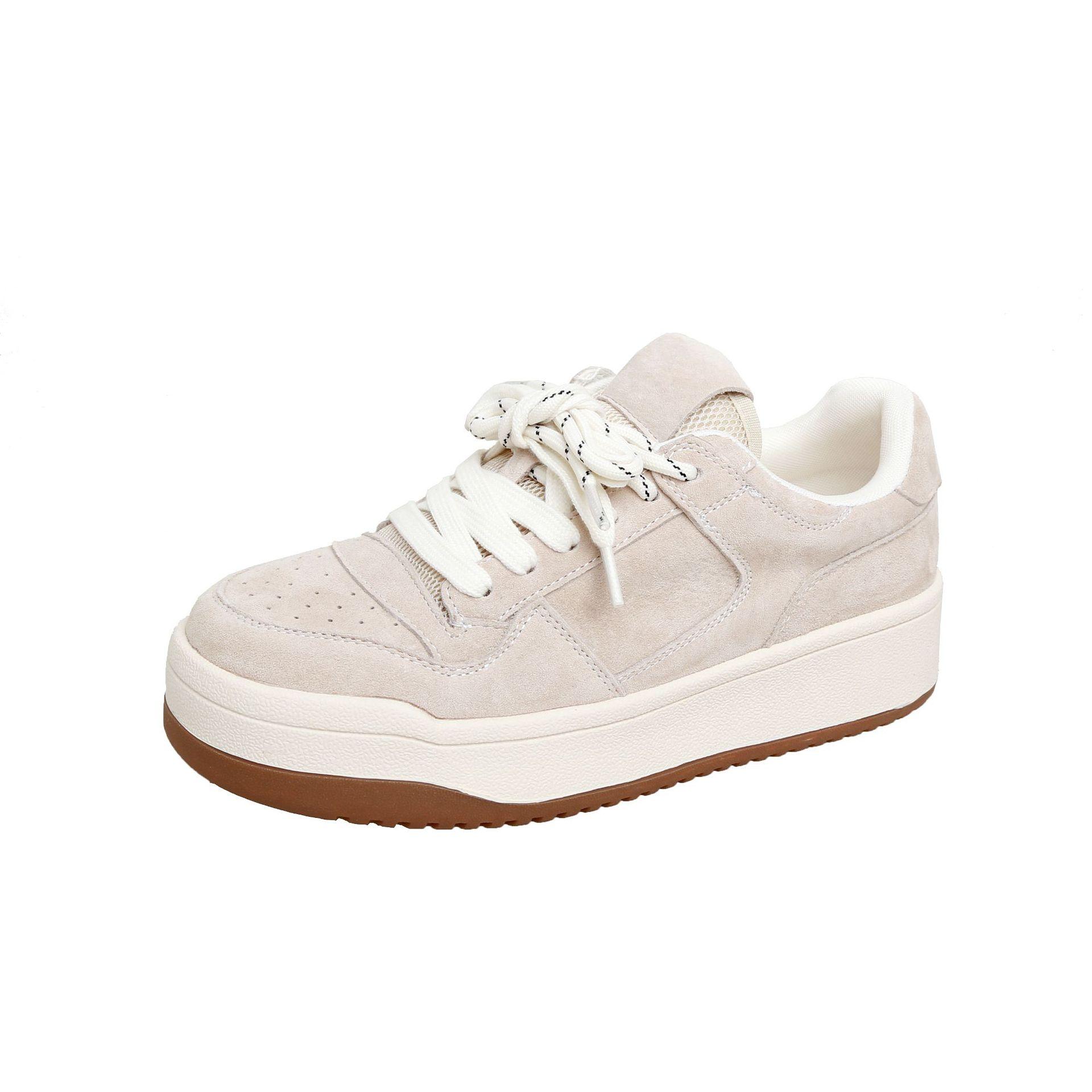 

Повседневная спортивная маленькая белая обувь женская весна новая кожаная дышащая на толстой подошве универсальная увеличивающая рост ретро нишевая обувь для скейтборда 40