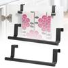 2Pcs Towel Rack Holder Black Hangable Punch Free Nail Free Cabinet Door Towel Rack for Home Hotel