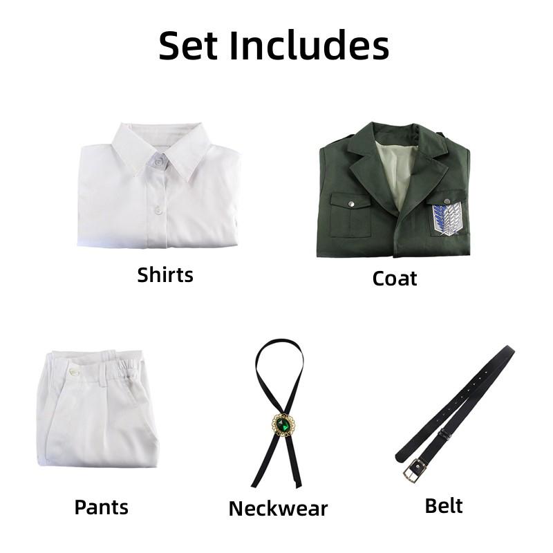 Anime AOT Cosplay Levi Costume Shingek No Kyojin Scouting Legion Soldier Coat Trench Jacket Uniform Halloween Outfits