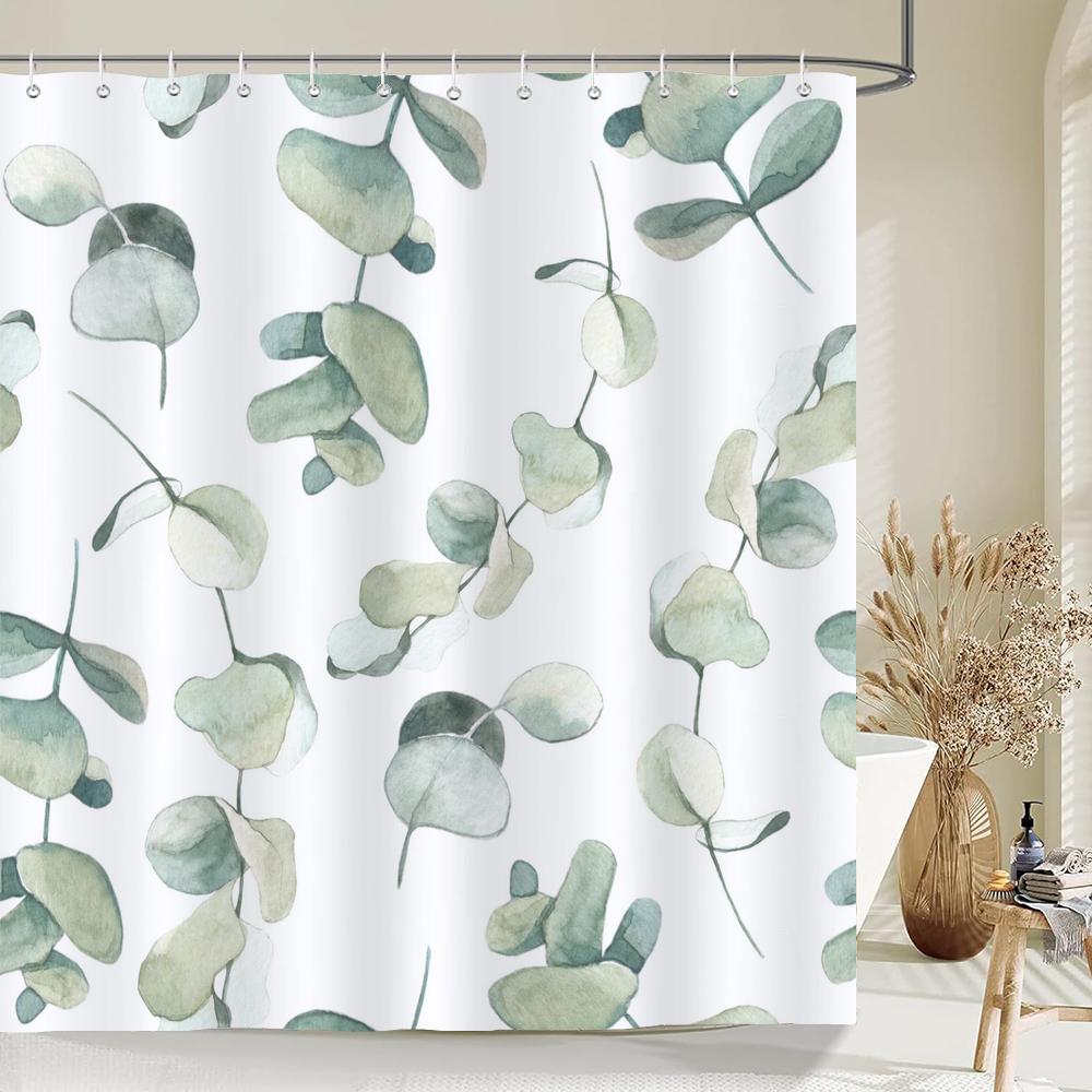 Eleganter Blumenvorhang 180x180cm Floral bedruckter Duschvorhang Polyester Badvorhang Badezimmerdeko Waschbar mit Haken