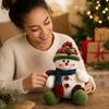 Christmas Sitting Snowman Plush Toy Decorative Soft Holiday for Home Decor
