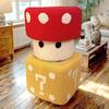 Cute Plush Footstool: Wooden Square Seat for Living Room or Entryway