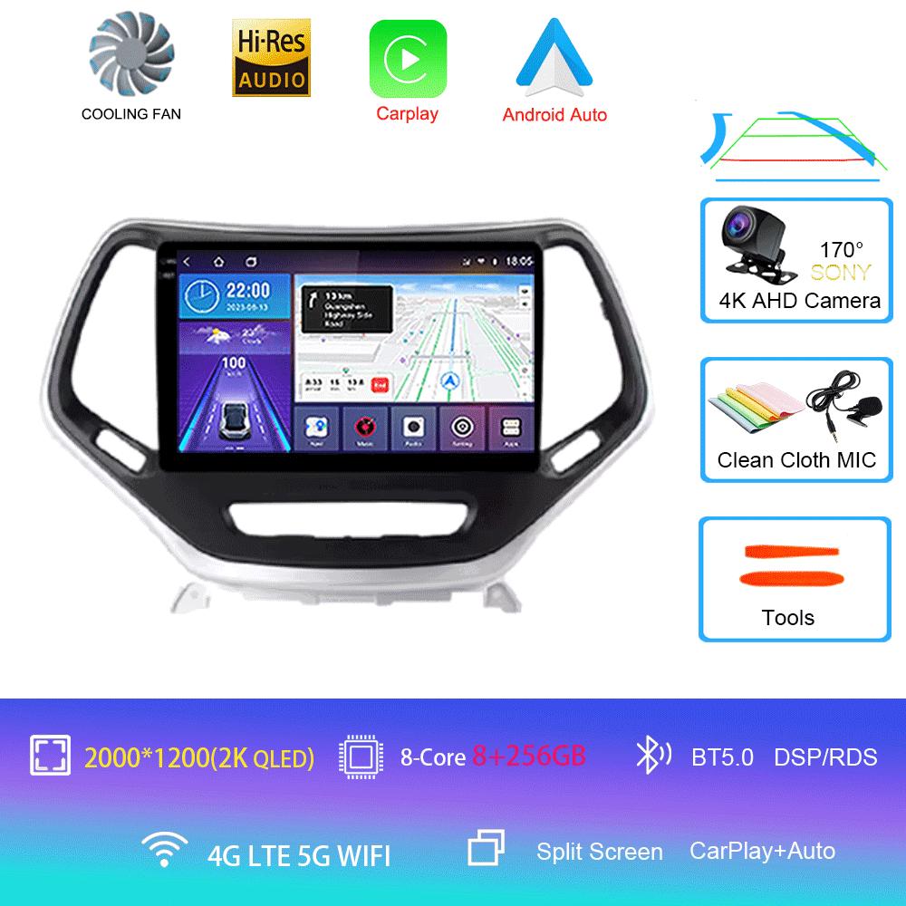 For Jeep Cherokee 5 KL 2014 -2018 Android 14 Car Radio Stereo Multimedia Navigation GPS Wireless Carplay Auto Video Player WIFI