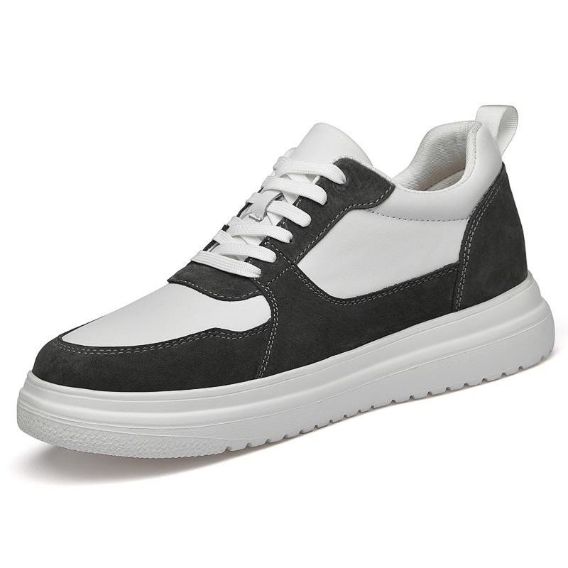 855 Men s Height-Increasing Platform Sneakers, Low-Top Cowhide Surface, Thick Sole, White, Spring Casual and Trendy. Size 38