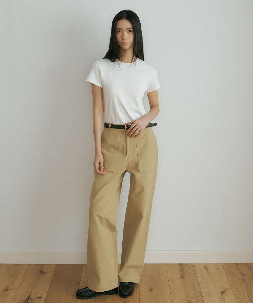 Lingseoul Cotton Fatigue Pants-Beige