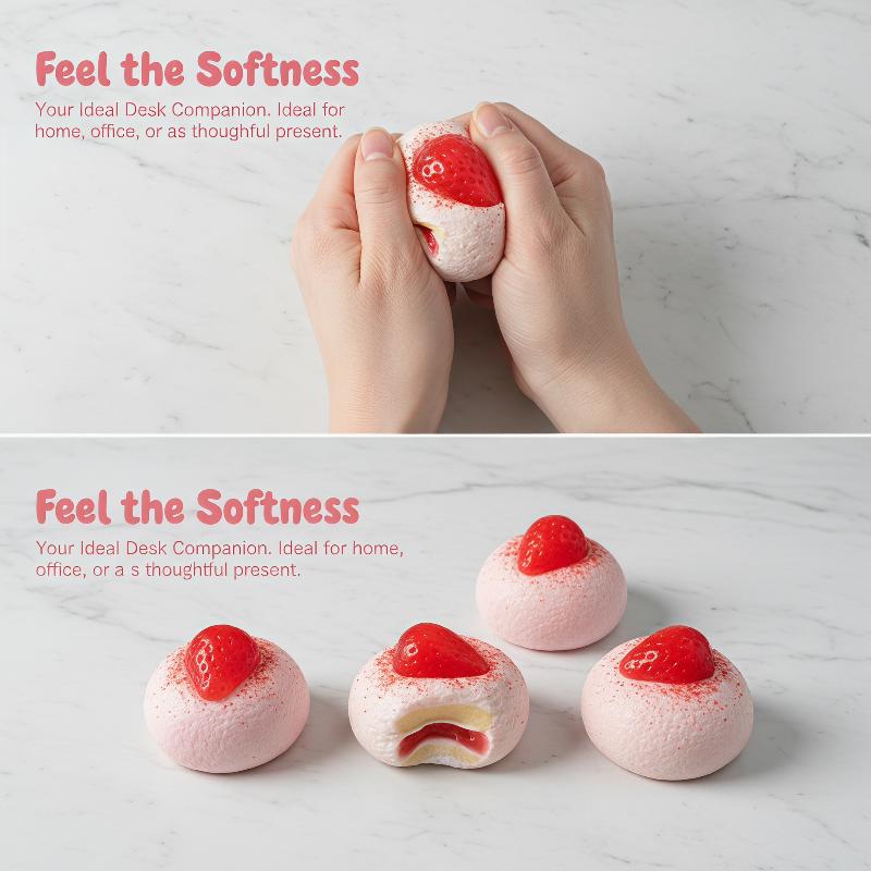 Slow Rising Soft Strawberry Cake Fidget Toy Squeeze Stress Relief Toy For Kids Travel Entertainment Gift