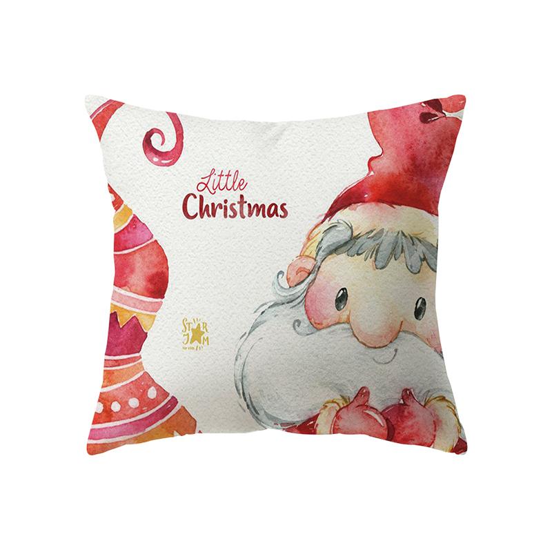 Merry Christmas Cute Santa Claus Print Pattern Cushion Cover Home Living Room Sofa Decoration Polyester Pillow Pillow Cover