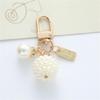 Elegant Heart Keychain with Pearls Accent Trendy Pearls And Alloy Rose Heart Keychain Adornment For  Fashion Lovers