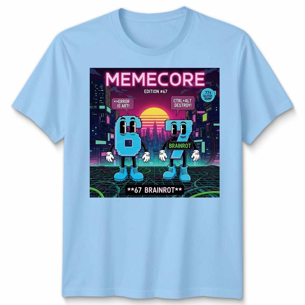 Memecore Edition Six Seven 67 Brainrot Retro Gaming Pop Unisexs Unisexs Graphic Tee S