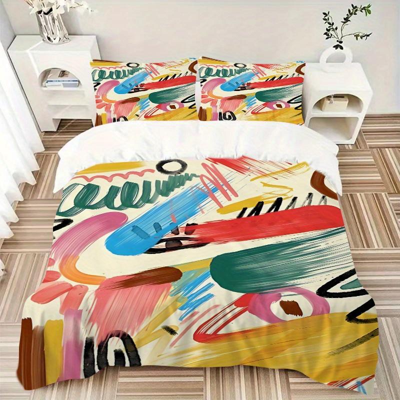 3pcs Abstract Art Print Bedding Set, Breathable and Soft, Suitable for All Seasons, Ideal for Home Use, Suitable for Bedroom Decor 21135