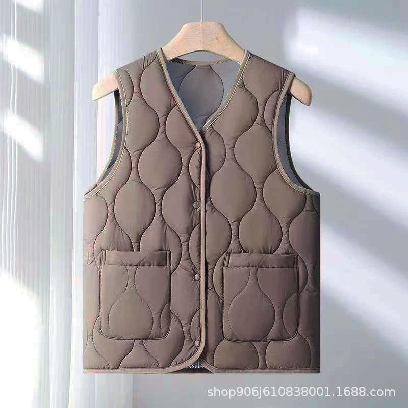 New light down cotton vest women's autumn and winter collarless liner short women's vest large size vest jacket