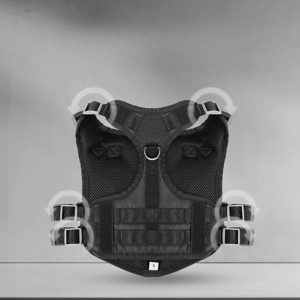 Oxford Cloth Pet Tactical Chest Back Solid and Durable Dog Vest Large Dogs Leash Explosion Shock Pet Products Supplies