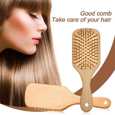 Natural Bamboo Hair Brush - Large Massage Scalp Airbag Wooden Comb Detangling NEW