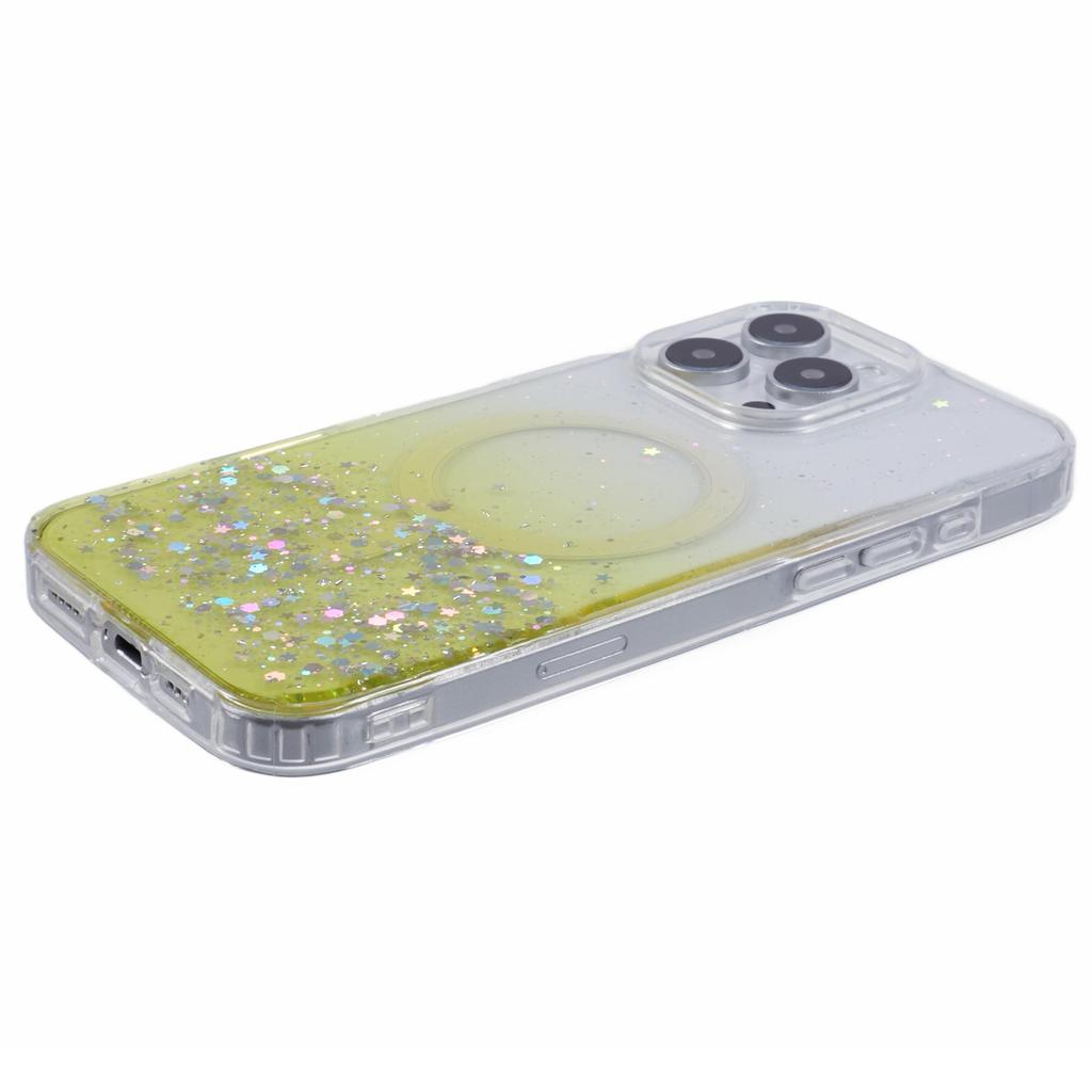 For iPhone 16 Pro Max Case Compatible with MagSafe Sparkle Epoxy TPU+Acrylic Phone Cover