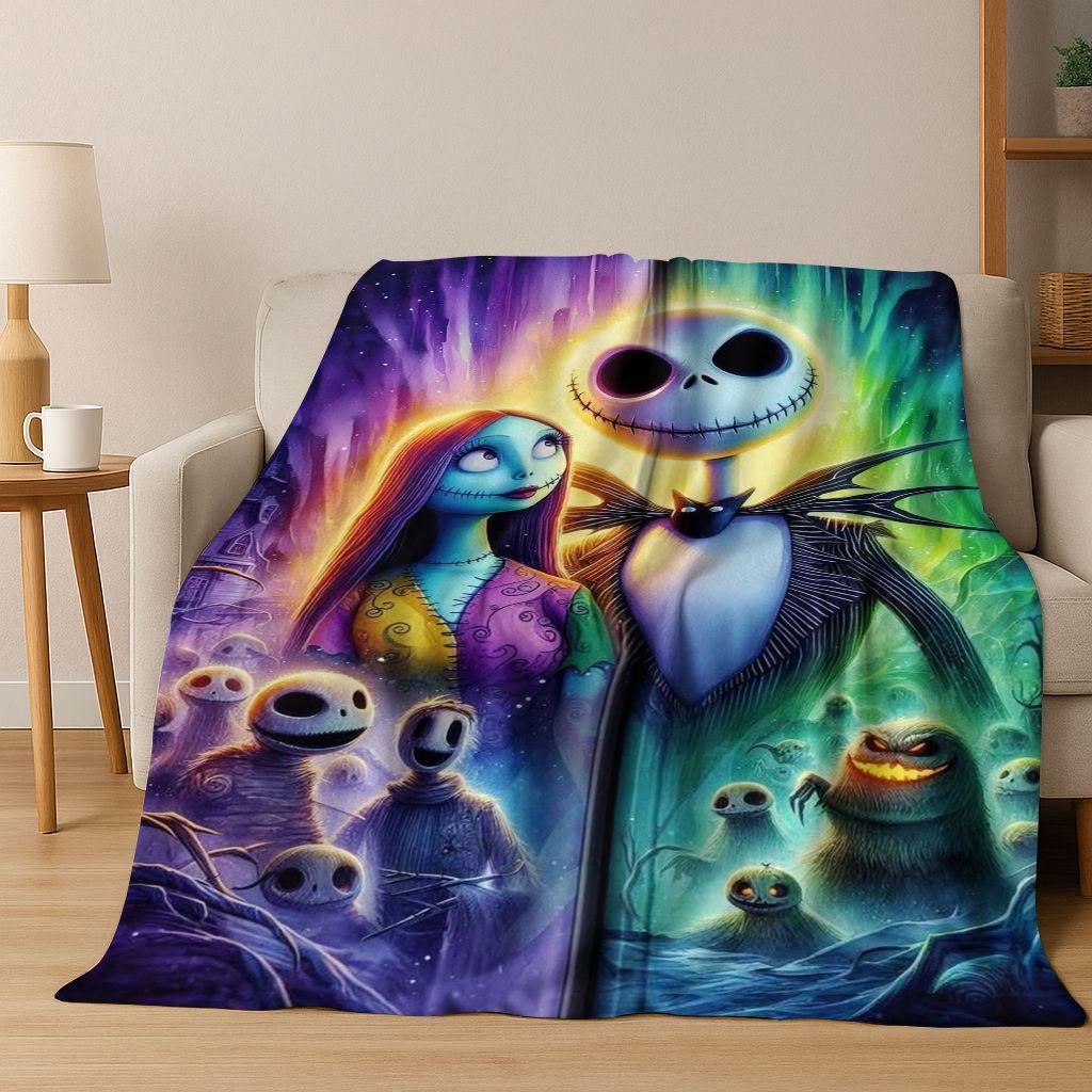 2026 New The Nightmare Before Christmas Jack Cartoon Flannel Blanket,Warm and Cozy Soft Throw Blanket for Home Bedroom Bed Sofa