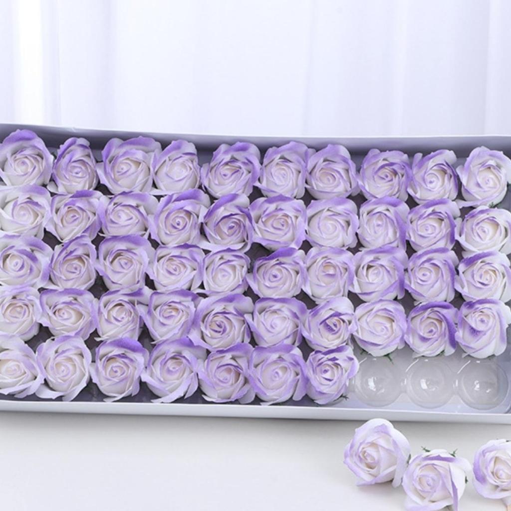 Eisblaue dreilagige Rosen-Seifenblume mit Basisstütze - DIY handgefertigte florale Materialien