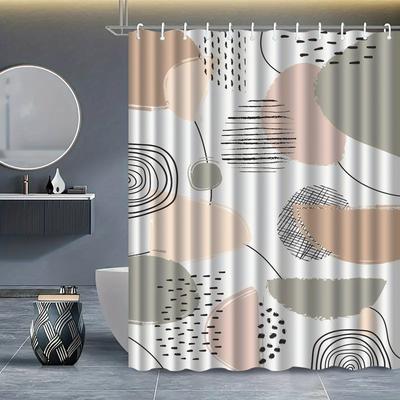1 Stück Moderne unisex abstrakte geometrische Muster Duschvorhang, Polyestergewebe, maschinenwaschbar, geeignet für Badezimmerdekoration.