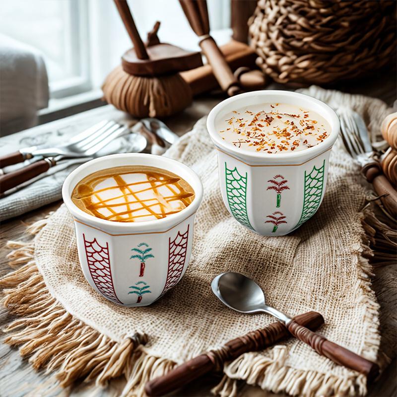1PC Easy to Clean Various Places Ceramic Texture Coffee Cup Enjoy Life Comfortable Touch Homes Retro Pattern Design Ceremony