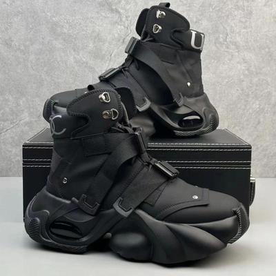 Herren High Top Dicksohlige Höhenvergrößernde Komfort Wasserdichte Rutschfeste Sportschuhe Schnallengürtel Abriebfeste Stiefel