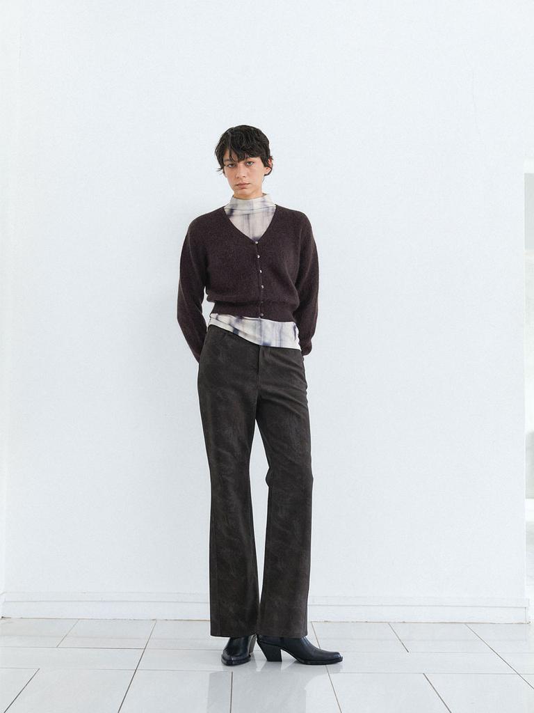 KOBKINO Cloud Leather Boots Cut Pants (Brown)