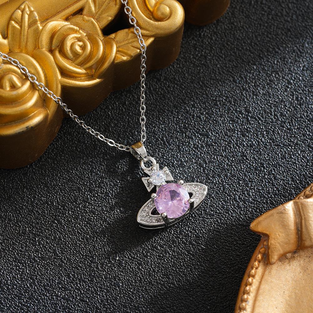 Europeisk & Amerikansk Lyx Zirkon Universum Saturnus Halsband