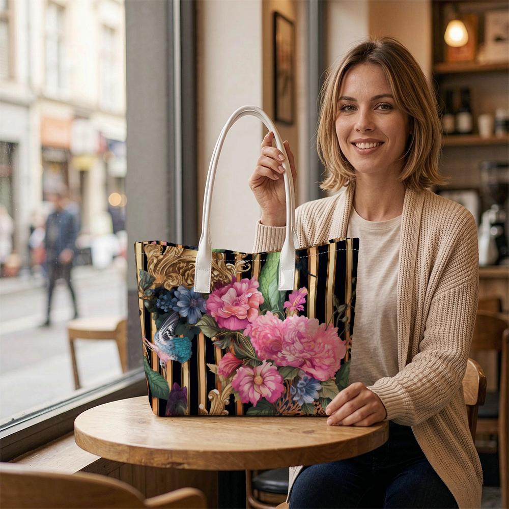 Elegant Floral Pattern Shoulder Tote Bag for Women Casual Daily Use