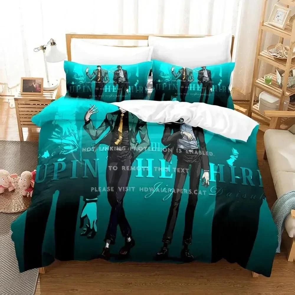 Anime Lupin Third Mine Fujiko Printed Bed Set Duvet Cover Pillowcase Bedding Set Linen Sheet Quilt Cover Full Queen King Size
