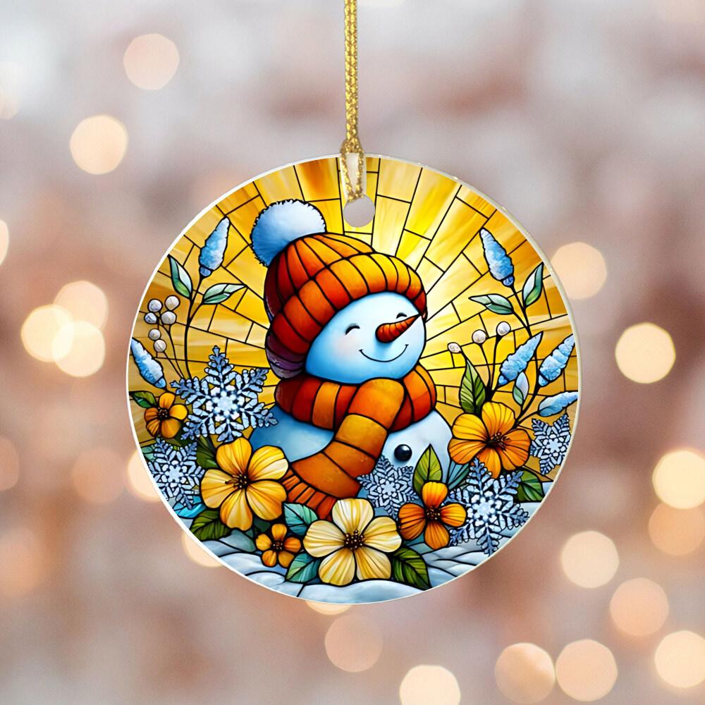 Christmas 2025 Ornament Christmas Decoration Holiday Gift Idea Round Ceramic Ornament Gift Exchange Xmas Tree Decor