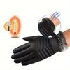 Winter Cycling Gloves for Men's Outdoor Waterproof Touch Screen Motorcycle Full Finger Gloves Leather Electric Bike Warm Gloves