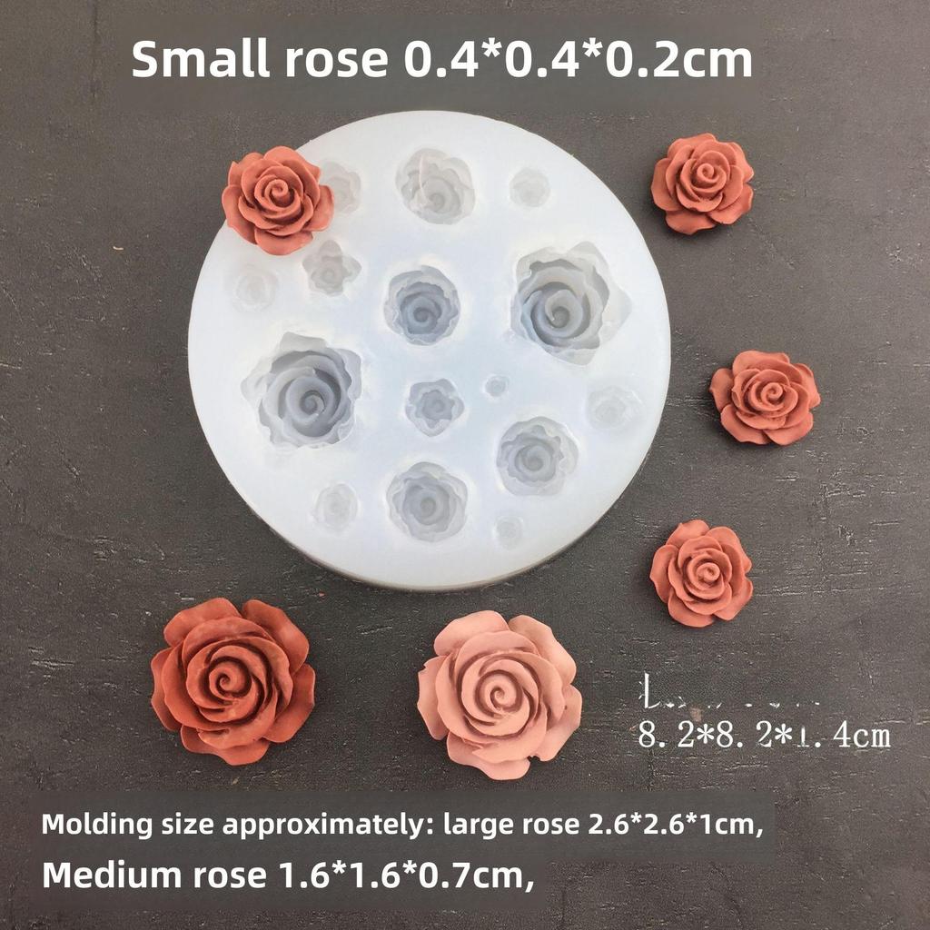 6-in-1 Rose with Leaves Mold: For Plaster, Resin, Mousse, and Aromatherapy