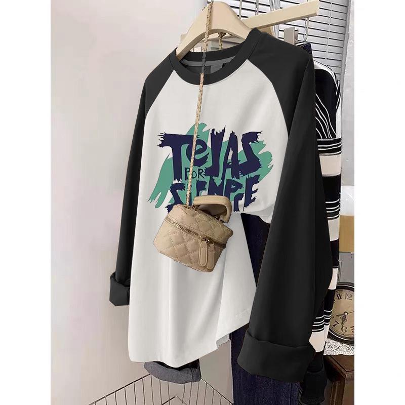 Women's Plus Size Mid-Length Pure Cotton Long Sleeve T-Shirt - Autumn/Winter 2024, Thicker Material for 200 Jin, Hip Covering.