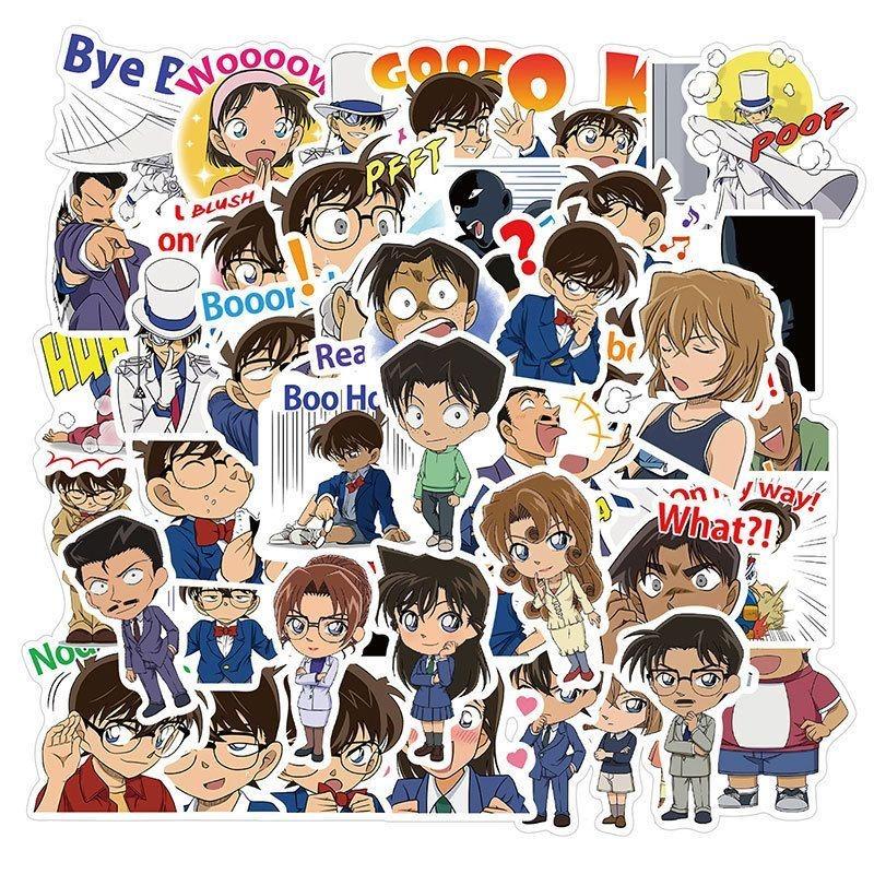 Japanse Anime Detective Conan Stickers, Waterdichte Journal Stickers, Decoratieve Decals voor Notitieboeken, Telefoons en Telefoonhoesjes 50pcs