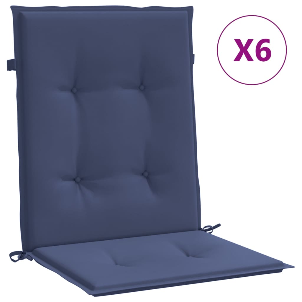 Low back Bench Cushions 6 pcs. Navy Blue Fabric
