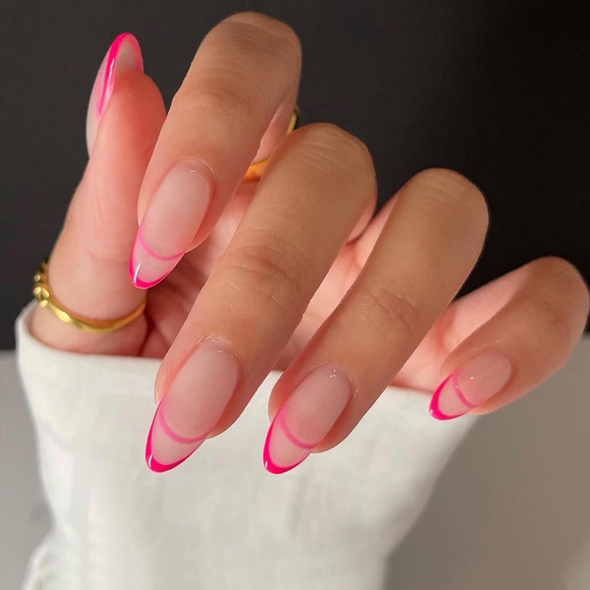 

Red French Tip Wearable Fake Nails - Finished Nail Art Stickers